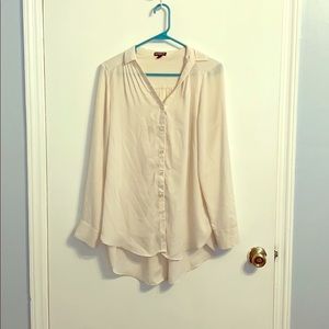 Cream button down top Size M SMALL STAIN